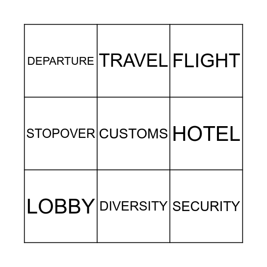 Travelling Bingo Card