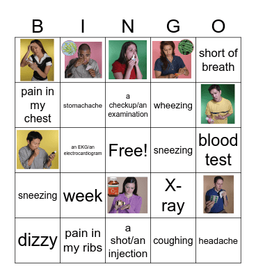 Symptoms, medical procedures and medications Bingo Card