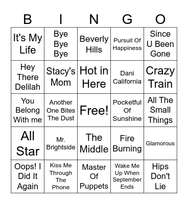 Throwback Bingo Card