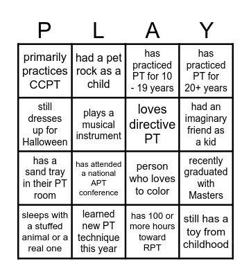 LET'S PLAY Bingo Card