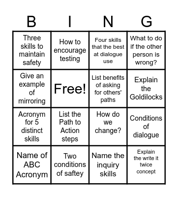 Crucial Conversation Bingo Card