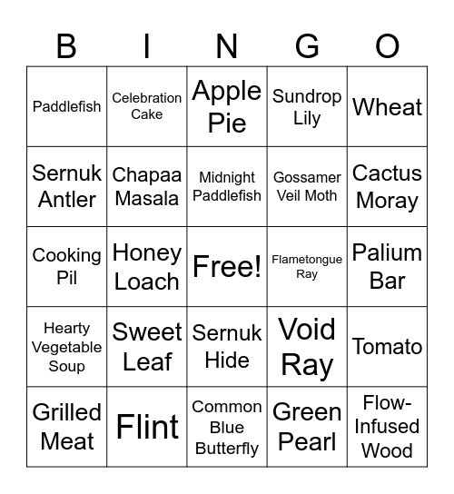 Palia Bingo Card
