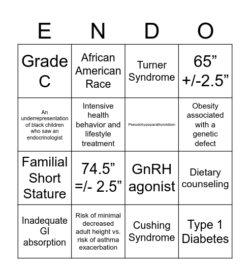 Growth Bingo Card