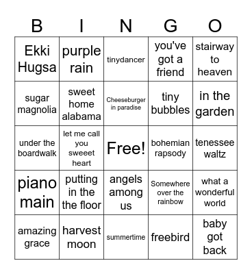 NCAPA Music Bingo Card
