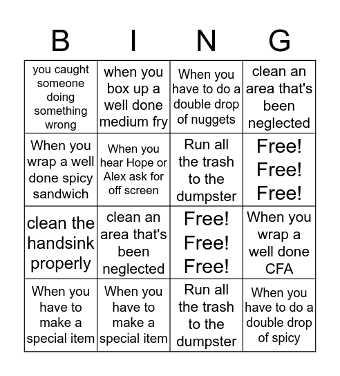 Hope wants to play a game! Bingo Card