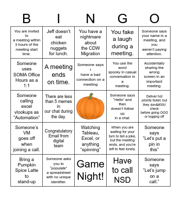 Spooky Work BINGO Card