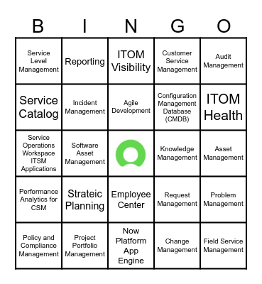 ServiceNow Bingo Card