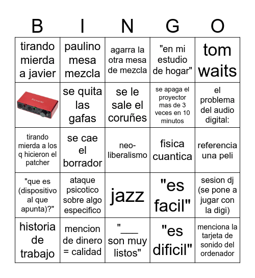 curso sonido Bingo Card