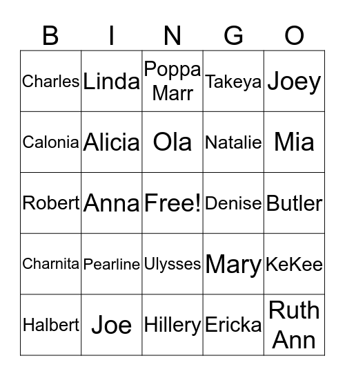 FAMILY BINGO  Bingo Card