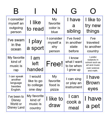 Diversity Bingo Card