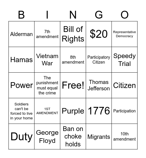 QUARTER 1 BINGO Card