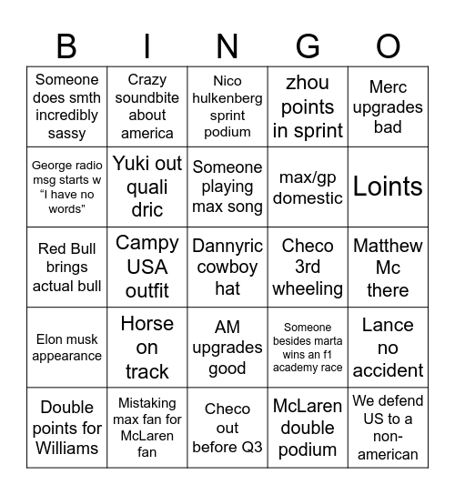 COTA Bingo Card
