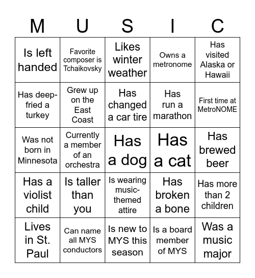 Sips & Serenades Bingo Card