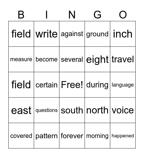 3rd grade sight words Bingo Card