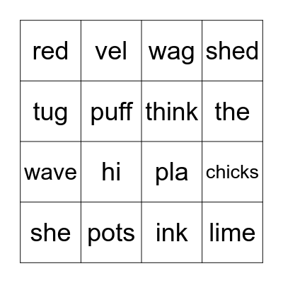 Short Vowel Sounds Bingo Card
