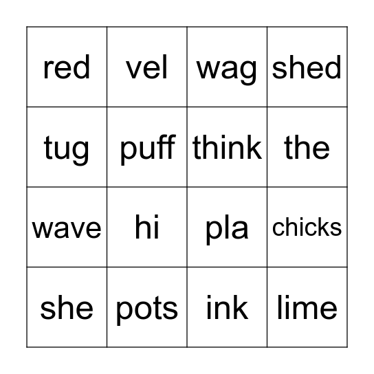 Short Vowel Sounds Bingo Card