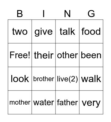 Sight Words Ex. L1-5 Bingo Card