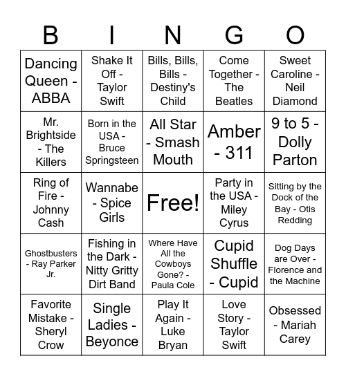 KW Staff Music Bingo Card
