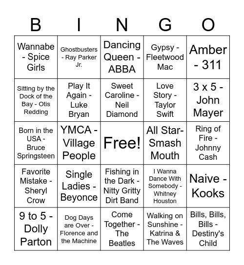 KW Staff Music Bingo Card