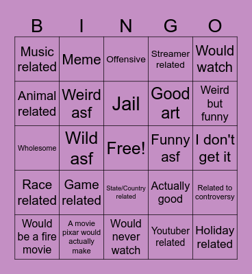 Pixar AI Bingo Card