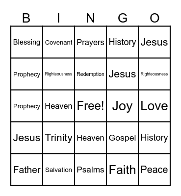 Catholic Faith Bino Bingo Card