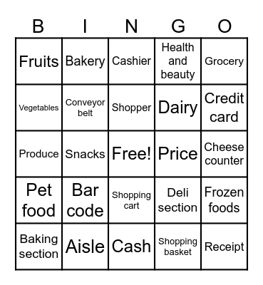 GROCERY SHOPPING BINGO Card