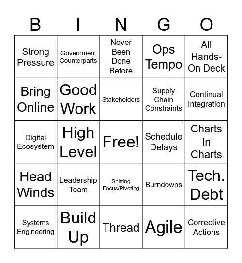 NG Town Hall BINGO Card