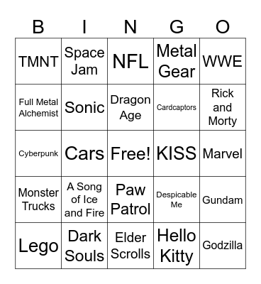 Magic the Gathering Crossover Bingo Card