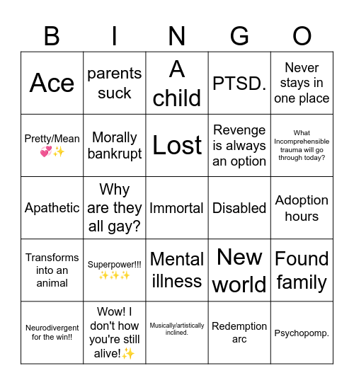 Charlie's Angels Bingo Card