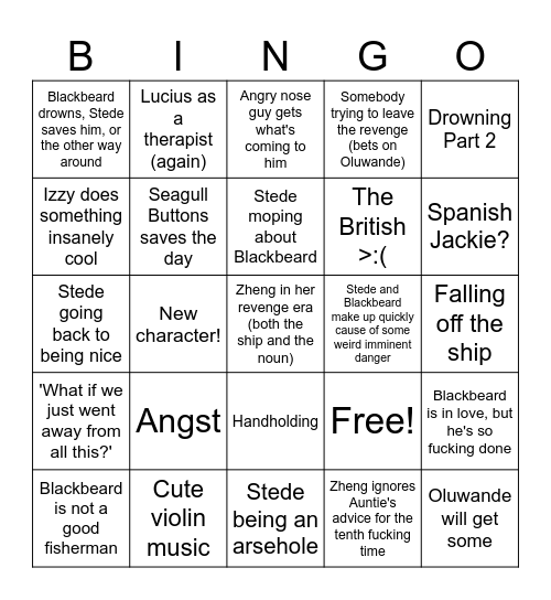 EP 8 and 9 bingo card Bingo Card