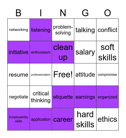 Career Readiness Bingo Card