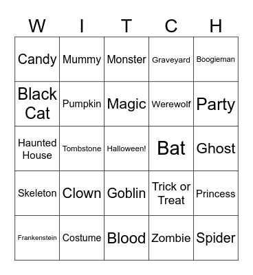 Halloween Bingo Card