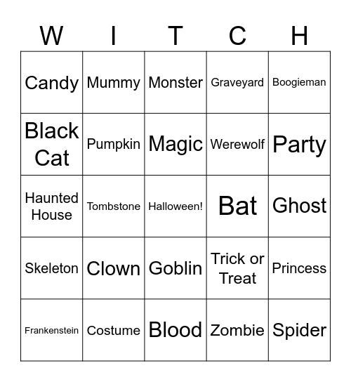 Halloween Bingo Card