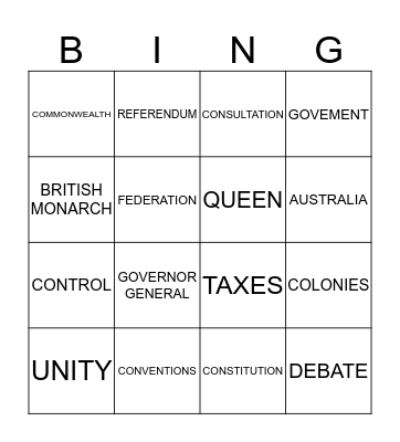 FEDERATION BINGO  Bingo Card