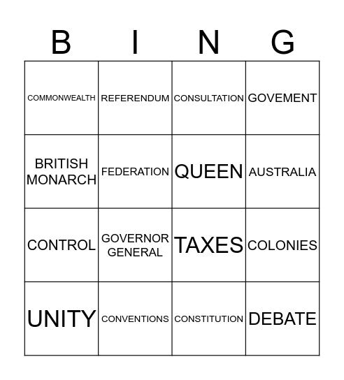 FEDERATION BINGO  Bingo Card