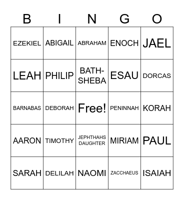 BIBLE BINGO Card