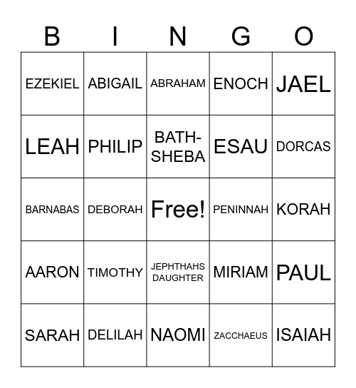 BIBLE BINGO Card