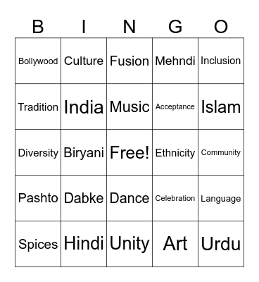 Diversity Bingo Card