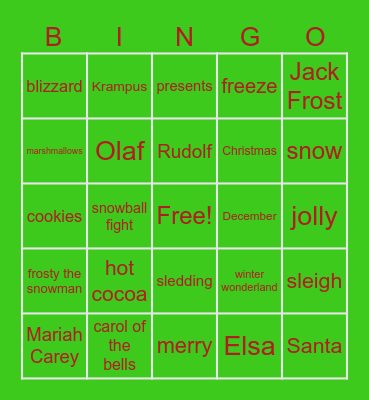 WINTERLAND Bingo Card