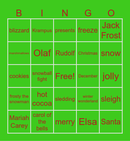 WINTERLAND Bingo Card