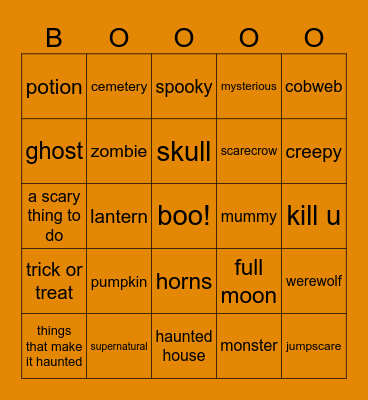 spooky bingo Card
