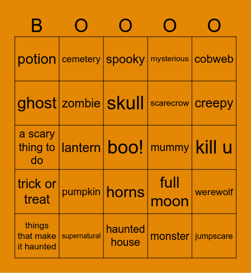 spooky bingo Card