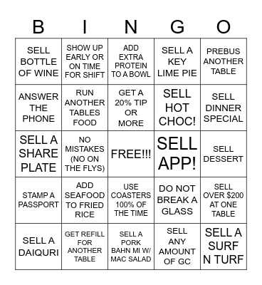 NUI NUI SERVER BINGO Card