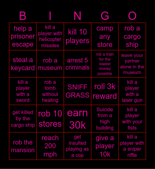 Jailbreak bingo Card