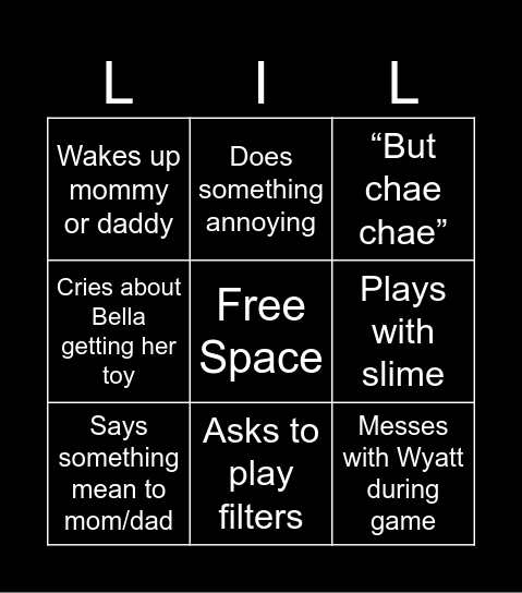Lilly Bingo Card