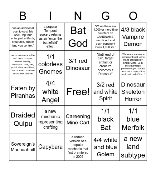 Lost Caverns of Ixalan Spoiler Season Bingo Card