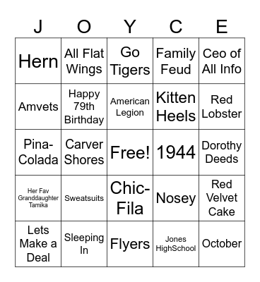 Fine at 79 Bingo Card