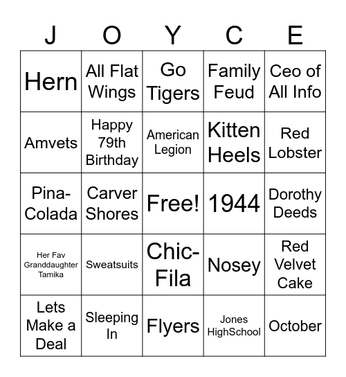 Fine at 79 Bingo Card