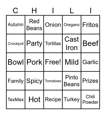 Burns' Chili Cookoff 10-21-23 Bingo Card
