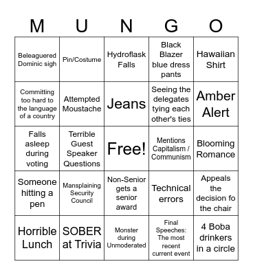 MUN Bingo Card